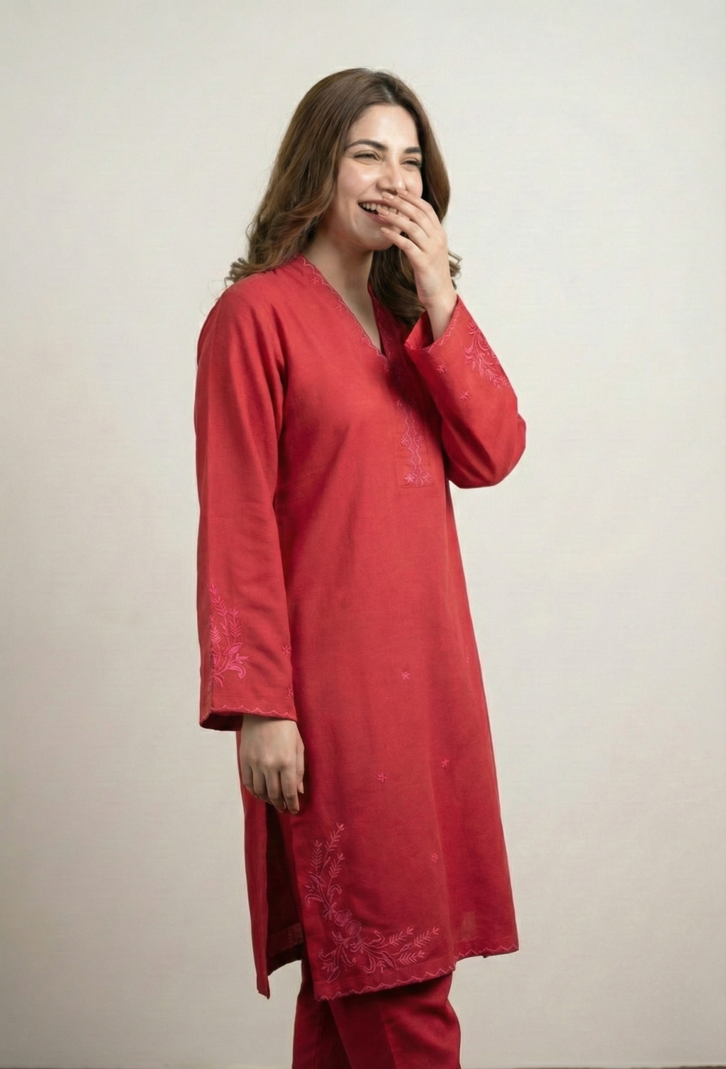 EMBROIDERED DHANAK 2 PIECE SHIRT AND TROUSERS W25-3
