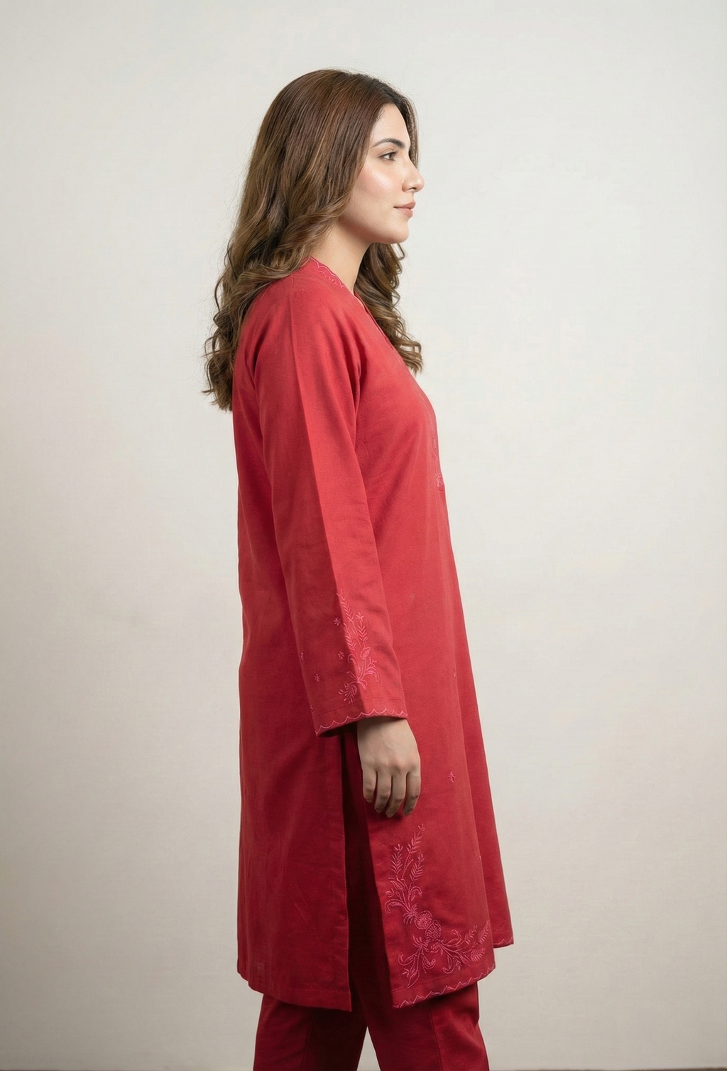 EMBROIDERED DHANAK 2 PIECE SHIRT AND TROUSERS W25-3