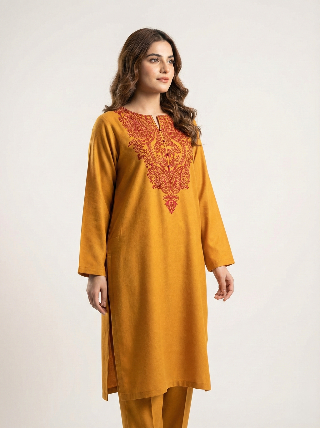 EMBROIDERED DHANAK 2 PIECE SHIRT AND TROUSERS W25-1